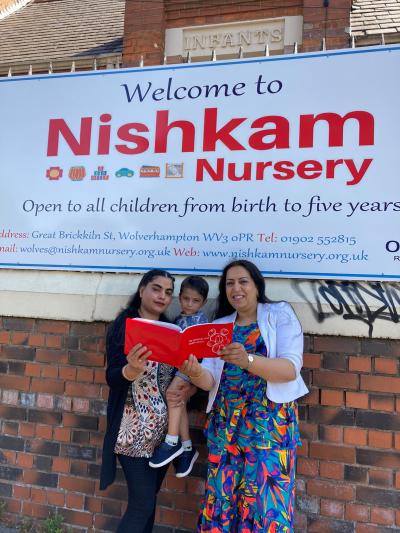 Mum Sandeep Kaur is happy that her son Gurshan is due to start Nishkam Nursery School in September and has ensured he has had his vaccinations. They are pictured with Councillor Jasbir Jaspal, the City of Wolverhampton Council's Cabinet Member for Public Health and Wellbeing