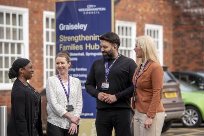 Councillor Beverley Momenabadi, Cabinet Member for Children and Young People, shadowed social workers on their Assessed and Supported Year in Employment when she spent the day with them at Graiseley Strengthening Families Hub recently