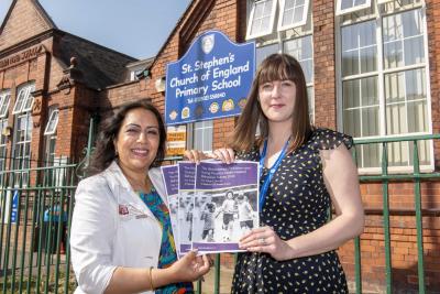 Councillor Jasbir Jaspal, Cabinet Member for Health and Wellbeing, meets Sarah Horton, Headteacher at St Stephen’s CE Primary School, to talk about the findings of the Health Related Behaviour Survey