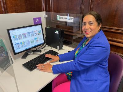 Councillor Jasbir Jaspal, the City of Wolverhampton Council's Cabinet Member for Public Health and Wellbeing, logs onto the free PressReader service