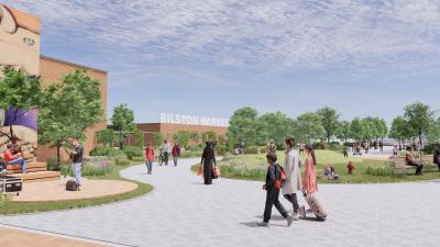 Computer generated image of what new public space at Bilston High Street Link site could look like