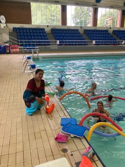 Councillor Jasbir Jaspal, City of Wolverhampton Council’s Cabinet Member for Health and Public Wellbeing visiting WV Active Central during a free family swim session