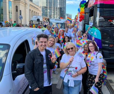 Here’s our team of volunteers from Wolverhampton Council and Wolverhampton Homes pictured taking part in Birmingham Pride’s city wide march
