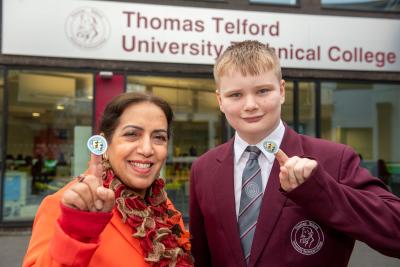 Councillor Jasbir Jaspal, Cabinet Member for Public Health and Wellbeing, and Logan Clarke, who had his flu vaccination on Friday