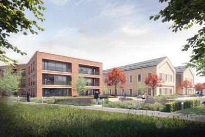 (L-R): A computer generated image of what the new Oxley health and wellbeing facility (pictured right) and homes (pictured left) could look like