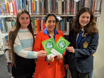 Left to right, Young Poet Laureate Olga Suta, Councillor Jasbir Jaspal, the City of Wolverhampton Council's Cabinet Member for Public Health and Wellbeing, and Primary Poet Champion Daisy Beardsmore