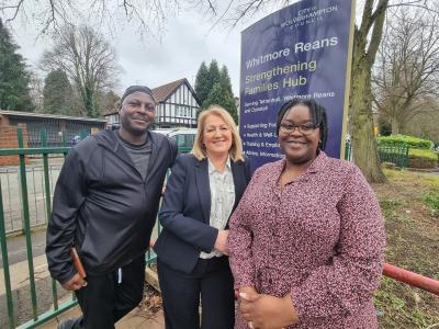Councillor Linda Leach, Cabinet Member for Adult Services, meets Winston Lindsay, Social Worker, and Yeukai Chingwena, Senior Social Work Manager