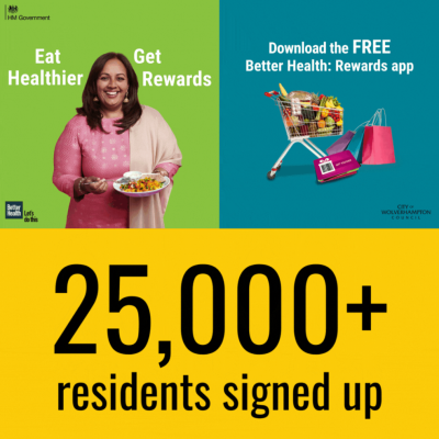 More than 25,000 Wolverhampton residents have now signed up for Better Health: Rewards, giving themselves the chance to earn rewards for making healthier choices – and meaning well over 10% of the city’s adult population is taking part