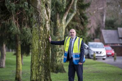 Councillor Craig Collingswood, cabinet member for environment and climate change, with some of the city’s trees at Bantock House Museum and Park recorded as part of the inspection programme