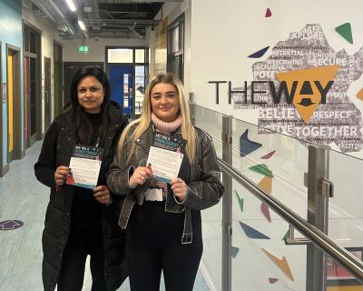 Charley Bond from the Carer Support Team and Sushama Bagha, Carer Support Worker, joined a Young Carers Day activity at The Way Youth Zone