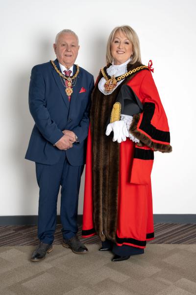The Mayor of Wolverhampton, Councillor Linda Leach with Consort Peter Mason
